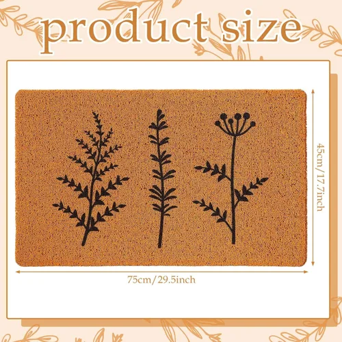 Vista 3 de Drydiet Tapete de primavera con diseño floral de fibra de coco de 18 x 30 pulgadas, tapete de primavera con flores silvestres, antideslizante
