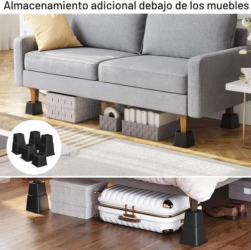 Vista 6 de TOPROAD - Elevadores de cama ajustables, apilables, elevadores de 4/6/9 pulgadas, 1300 libras, paquete de 8