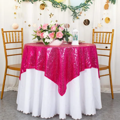 Vista 18 de ShinyBeauty Mantel Cuadrado Pequeño de 36 x 36 Pulgadas Mantel de Lentejuelas Azul Bebé Cubierta de Mesa con Purpurina Superposición Cuadrada