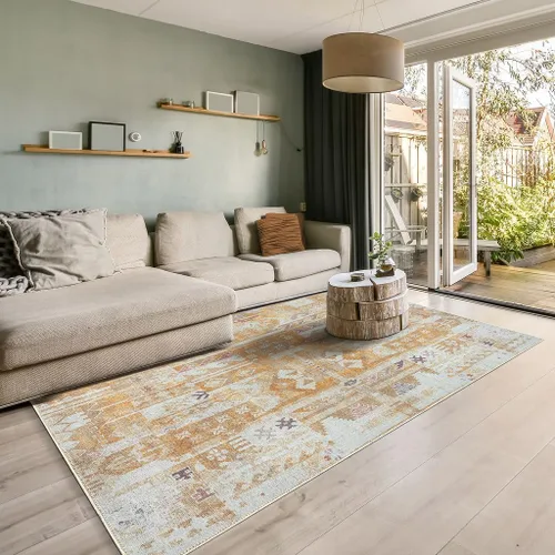 Vista 159 de GLN Rugs Traditional Collection - Alfombra de felpilla lavable a máquina, tradicional lavable, antideslizante, alfombra de felpilla de pelo corto