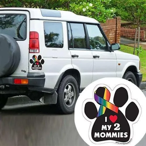 Vista 2 de I Heart My 2 Mommies - Cinta de apoyo en forma de pata para automóvil, camión y buzón