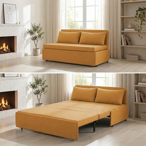 Vista 14 de Mjkone Sofá cama extraíble tamaño individual de 43 pulgadas de ancho con sofá cama extraíble, sofá individual convertible 2 en 1 con almohadas