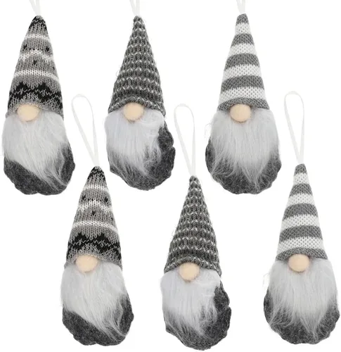 Vista 10 de TOYANDONA 6 gnomos verdes colgantes para árbol de Navidad, gnomos suecos de felpa, decoraciones de Navidad para decoración de fiesta de árbol