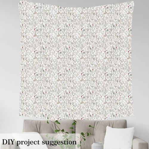 Vista 108 de Tela de Flores Primaverales por Yarda para Sofás, Tela Decorativa de Florales de Pueblo Pájaros Mariposas, Tela de Patrón de Jardín Acuarela