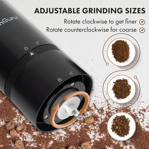 Vista 6 de Levare - Molinillo de café recargable, molinillo de café inalámbrico con rebabas de cerámica, funciona con batería de bajo ruido, ajustes
