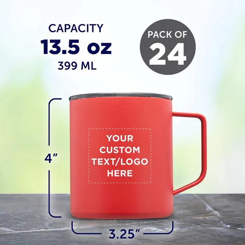 Vista 5 de Kenai - Tazas de viaje personalizadas con recubrimiento en polvo, 13.5 onzas, juego de 24, paquete personalizado a granel, doble pared, perfectas