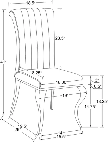 Vista 3 de Coaster Home Furnishings - Betty - Juego de sillas de comedor tapizadas en terciopelo - Silla auxiliar sin brazos con patas de metal curvadas