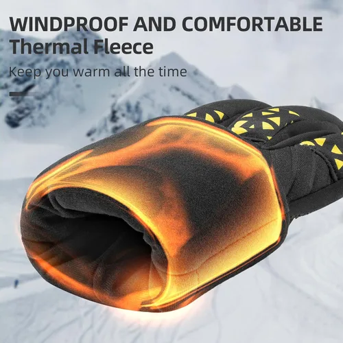 Vista 2 de ROCKBROS Guantes térmicos de invierno para ciclismo con pantalla táctil, para hombres y mujeres, resistentes al viento, esquí, nieve