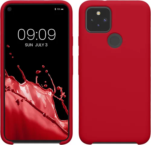 Vista 9 de kwmobile Funda compatible con Google Pixel 5 - Funda de silicona TPU con acabado suave - Blue Reef
