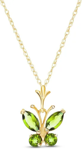 Vista 2 de Galaxy Gold GG Collar de oro amarillo de 14k con colgante de mariposa de peridoto