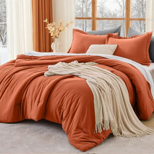 Vista 10 de MUXHOMO Juego de edredón beige tamaño individual/individual XL, ropa de cama alternativa ultrasuave para todas las estaciones. El juego de cama