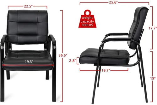 Vista 3 de JupiterForce Sillas de sala de espera, silla de cuero para recepción, oficina, recepción, sin ruedas, con reposabrazos acolchado, para el hogar