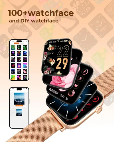 Vista 2 de Reloj inteligente para hombres/mujeres, pantalla táctil AMOLED de 1.85 pulgadas, hacer/responder llamadas, rastreador de fitness con frecuencia