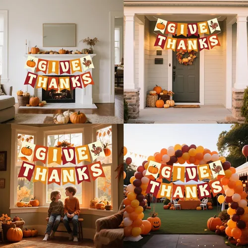 Vista 5 de Cartel de Acción de Gracias, cartel de agradecimiento preencordado, decoración colgante de Acción de Gracias con calabaza pavo, pancartas de otoño