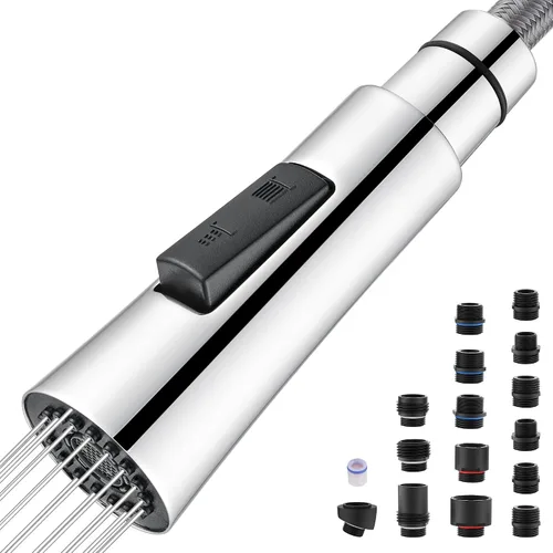 Vista 10 de J-HVA - Repuesto de cabezal de grifo de fregadero de cocina con 15 adaptadores 2 Functions Sink Sprayer Replacement Nozzles, Pull Down Kitchen