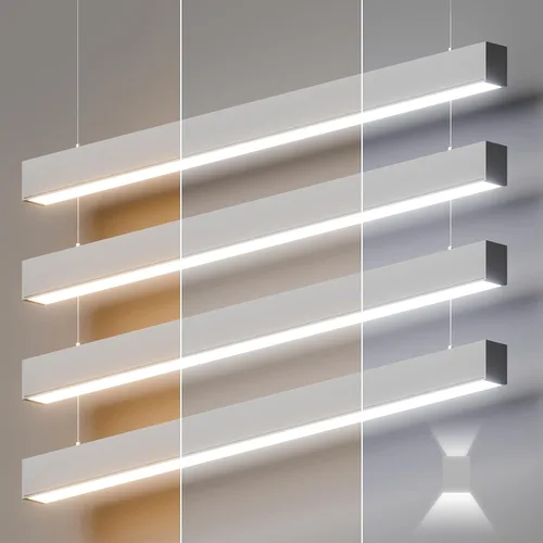 Vista 16 de Luz lineal LED de 4 pies, luz arriba y abajo de 50/45/40/35/30W, CCT de 3000/4000/5000K, luminarias lineales comerciales y residenciales