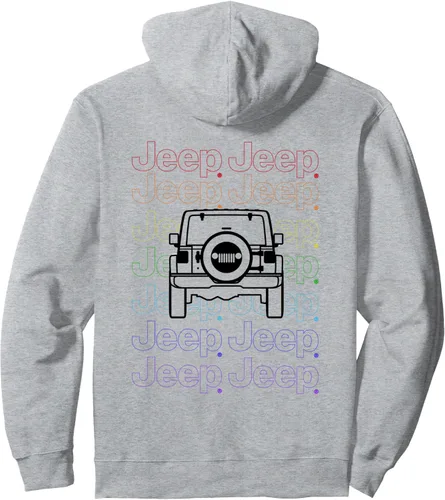 Vista 2 de Jeep Pride Repeating Logo - Sudadera con capucha (versión ligera de dos caras), Gris