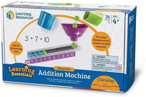 Vista 4 de Learning Resources Máquina de adición magnética, juegos de matemáticas, suministros para el aula, suministros de educación en casa, 26 piezas, a
