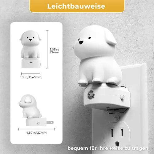 Vista 4 de L LOHAS LED - Luz nocturna enchufable para niños, luces nocturnas 3D de cachorros lindas con sensor de atardecer a amanecer, 1600K/2700K/5000K 3CCT