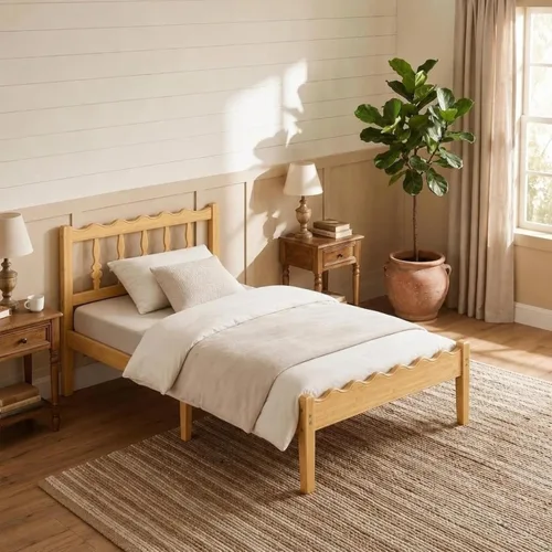 Vista 8 de Marco de cama de bambú individual XL con cabecero, plataforma de madera maciza de 12 pulgadas, marco de cama tamaño individual XL con listones