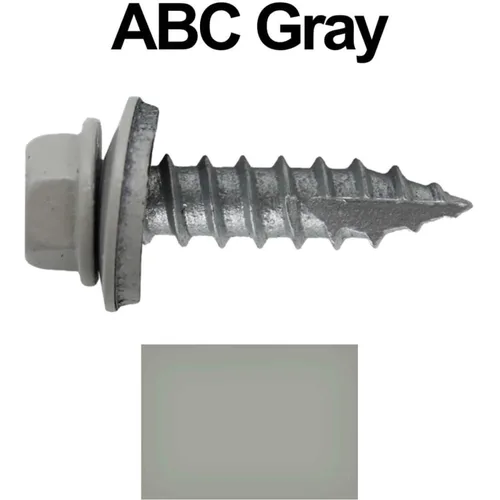 Vista 2 de TORNILLOS PARA TECHOS DE METAL #14: (250) Tornillos x 1" ABC GRIS Tornillo para techo de chapa metálica con cabeza hexagonal y arandela.