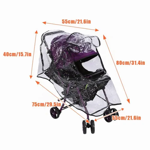 Vista 7 de Tiiyee - Funda transparente para cochecito de bebé, protector universal