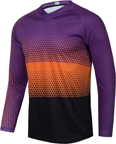 Vista 43 de Hotlion Camiseta de ciclismo para hombre, manga larga, MTB Motocross, ropa de carreras todoterreno