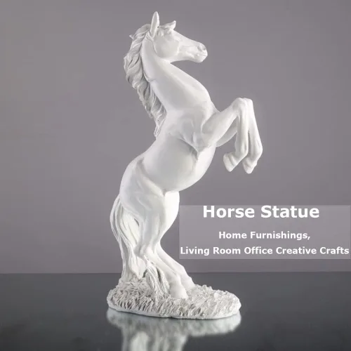 Vista 2 de Diyeeni Figura de caballo, estatua de resina trenzada con significado de éxito, escultura moderna para decoración de escritorio, adecuado