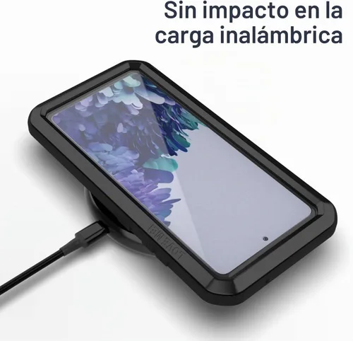 Vista 5 de LOVE MEI Funda militar resistente para Samsung Galaxy S20 FE 5G, con protector de pantalla de vidrio templado, a prueba de golpes, a prueba de Negro