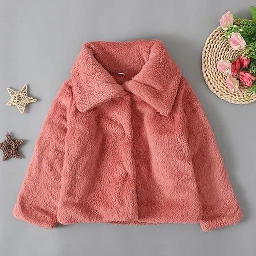 Vista 2 de Abrigos para bebés y niñas chaquetas manga larga cárdigan sólido grueso chaqueta cremallera de felpa abrigo niños