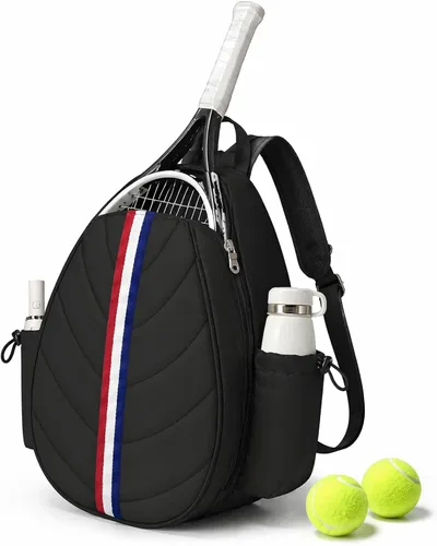Vista 10 de Bolsa de tenis, mochila de tenis resistente al agua para mujeres y hombres, diseño de bandolera acolchada para tenis, pickleball, raquetas
