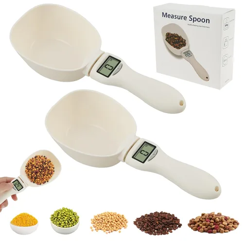 Vista 8 de Cuchara medidora digital simple 4 en 1 unidad, 28.22 oz/0.04 oz de alta precisión, pantalla LED, mango extraíble, ideal para alimentos de mascotas