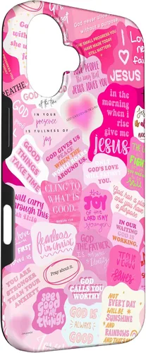 Vista 3 de Funda estética para iPhone 16 con versículos bíblicos cristianos con citas positivas