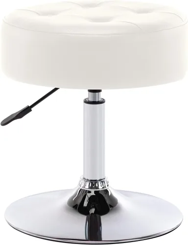 Vista 9 de DUHOME Taburete de tocador de cuero PU taburete de maquillaje silla de tocador altura ajustable taburete giratorio redondo otomano negro