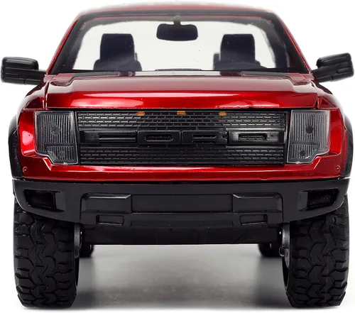 Vista 6 de Jada Toys Just Trucks 1:24 2011 Ford SVT Raptor - Coche fundido a presión rojo con estante para neumáticos, juguetes para niños y adultos