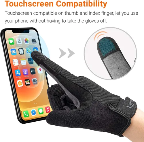 Vista 3 de Guantes de ciclismo de montaña, guantes de ciclismo de dedo completo para pantalla táctil, para hombres y mujeres, para correr al aire libre