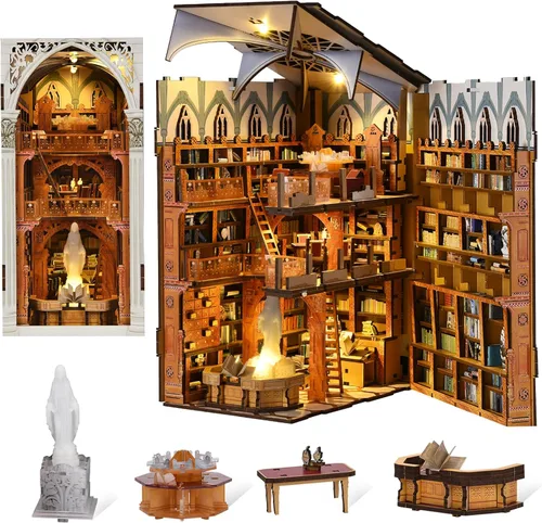 Vista 14 de CCCDF Kit de rincón de libros, rompecabezas de madera 3D para adultos, adolescentes, kit de bricolaje en miniatura para casa de muñecas, soporte