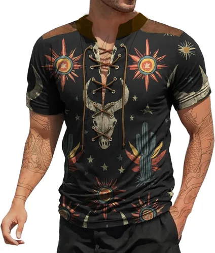 Vista 12 de Camisas de verano para hombres, básicas, de talla grande, para playa, suaves, sueltas, informales, para descansar, al aire libre, con cordón