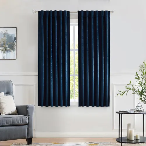 Vista 18 de Paneles de cortinas opacas de terciopelo gris oscuro para ventana, reducción de ruido, 90% de oscurecimiento de la habitación, bolsillo para barra