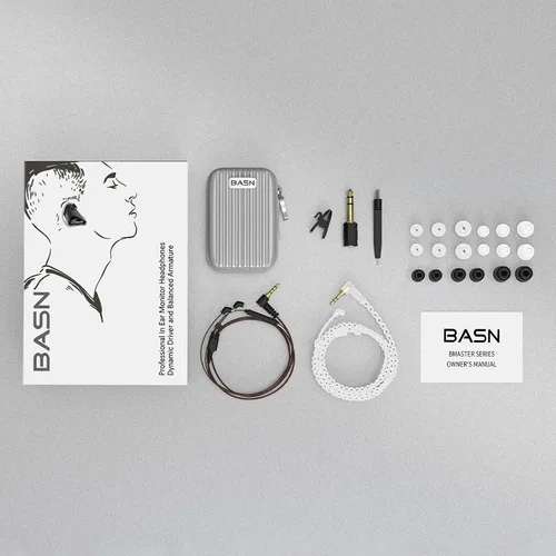 Vista 6 de BASN Bmaster Triple Drivers in Ear Monitor Auriculares (negro) iem de aislamiento de sonido con dos cables mmcx desmontables, kit de transporte