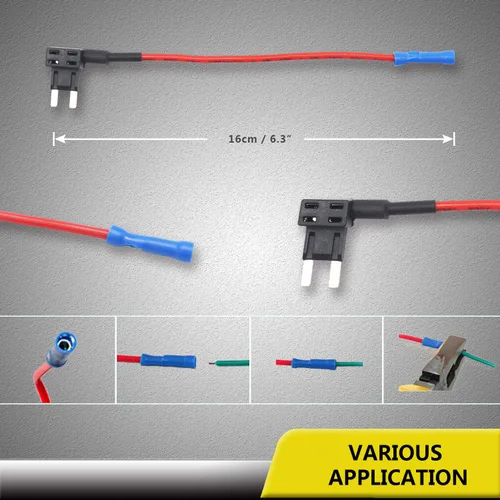 Vista 4 de Recoil FT2-10 Paquete de 10 adaptadores de fusible para automóvil de 12 V, adaptador de fusible mini ATS con 10 fusibles de 10 A, 20 A