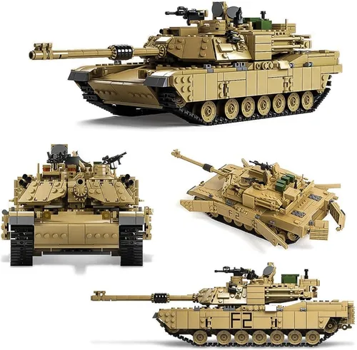 Vista 6 de M1A2 Abrams - Juego de construcción de tanques, modelo militar moderno a escala 1:28 con figuras de soldado, tanque 2 en 1 y vehículo blindado