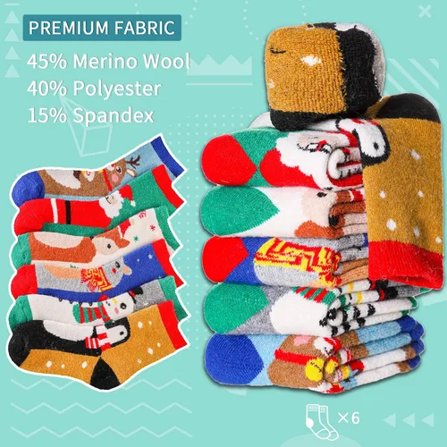 Vista 5 de Eocom 6 pares de calcetines de invierno cálidos de lana para niños y niñas