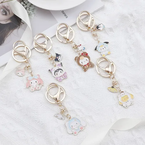 Vista 2 de G-Ahora 6 llaveros kawaii de gatito y gato, accesorios de gatito, joyería de gatito, llavero de regalo para niñas y mujeres (KR kitty), Rosado