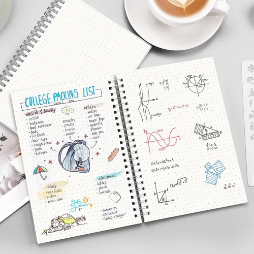 Vista 8 de RETTACY - Cuaderno de viñetas con puntos, paquete de 3, 160 páginas por paquete, tamaño A5 mediano (5.7" × 8.3"), papel grueso de 100 gsm