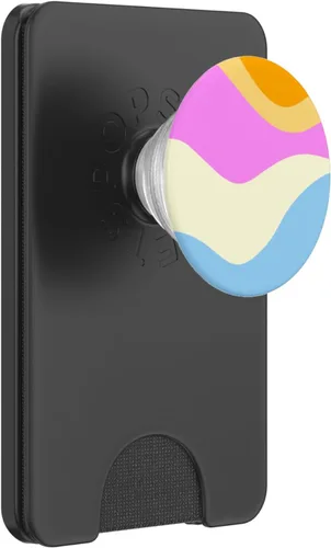 Vista 8 de Retro Waves Swirls Pastel Rainbow Wavy Stripes 60s Aesthetic PopSockets Adhesive PopGrip