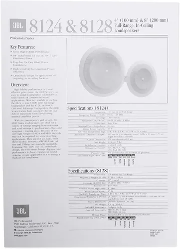 Vista 8 de JBL 8128 Altavoz de techo de gama completa (4 altavoces)