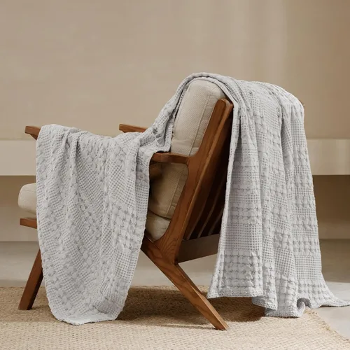 Vista 68 de PHF Manta ligera de punto gofre 100% algodón para cama, King, color blanco 02 Blanco