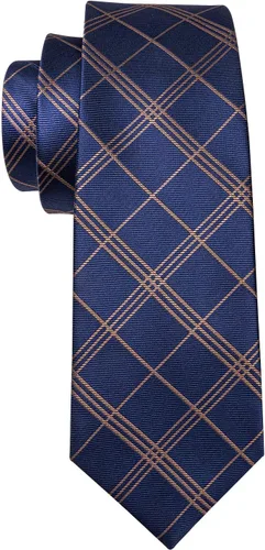 Vista 196 de Barry.Wang Juego de corbatas para hombre, corbata de seda a rayas, tejido a cuadros, gemelos formales, negocios, boda