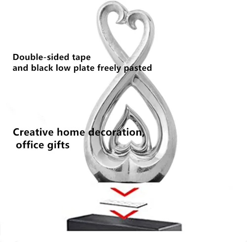 Vista 2 de Estatua de cerámica – Estatua de plata – Escultura de decoración de cerámica – Colección creativa moderna de decoración de oficina en casa recuerdo